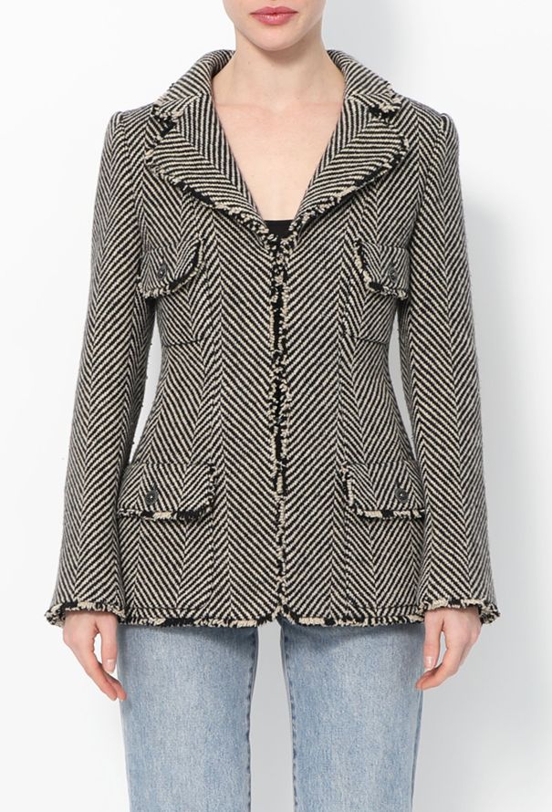 Chanel F/W 2006 Chevron Frayed Trim Jacket - 1