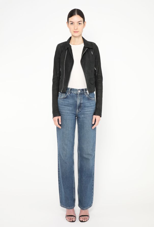 Rick Owens Suede Stooges Biker Jacket - 4