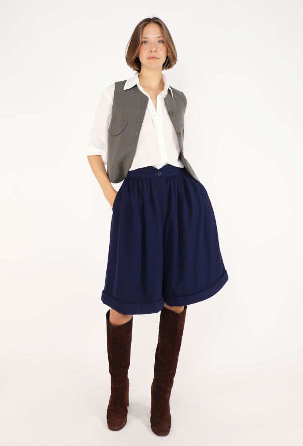 Giorgio Armani Vintage Gathered Wool Culottes - 2