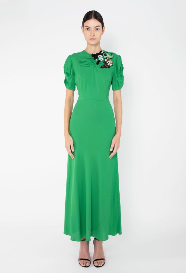 Miu Miu Pre-Fall 2017 Embellished Crêpe Dress - 1