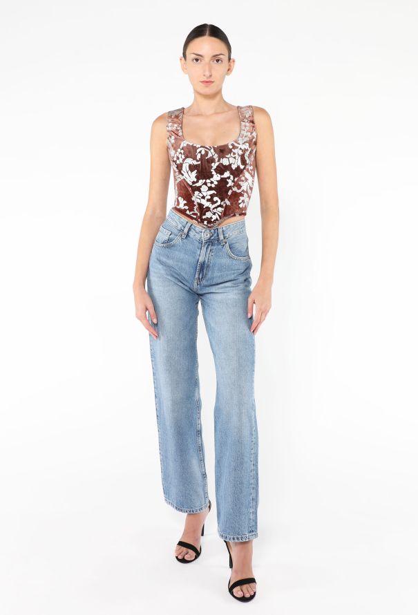 Vivienne Westwood RARE F/W 1990 Foiled Velvet Corset - 4