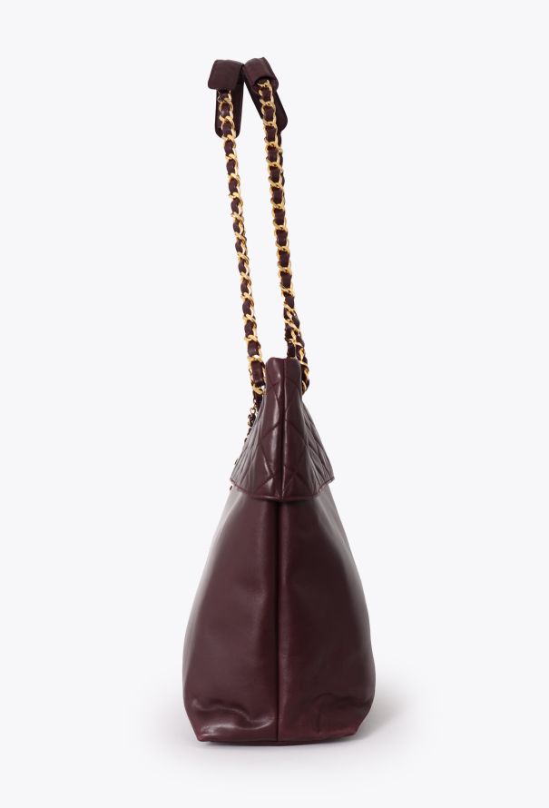 Chanel '90s Burgundy Shopping Tote Bag - 5
