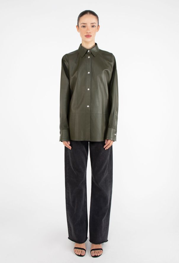Loewe 2020 Khaki Lambskin Overshirt - 6