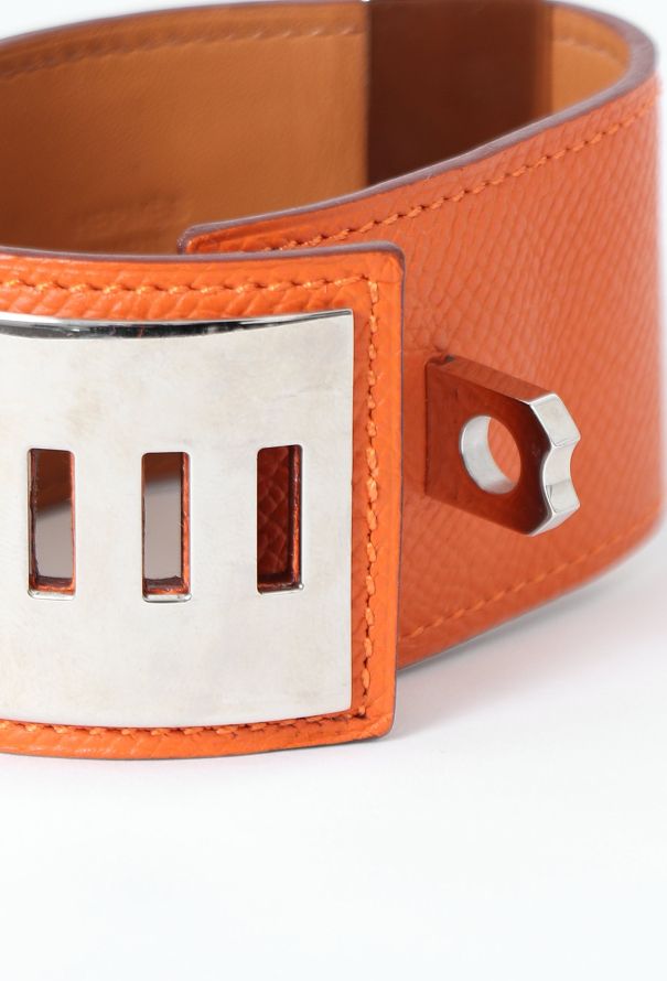 Hermès Courchevel Orange H Médor Cuff - 4 Hermès Courchevel Orange H Médor Cuff - 4