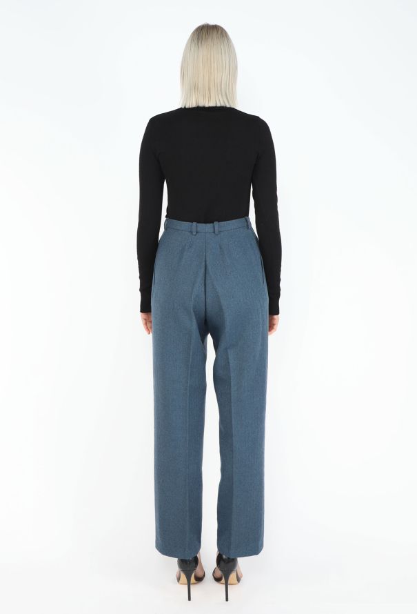 Saint Laurent '80s Herringbone Pleated Trousers - 4