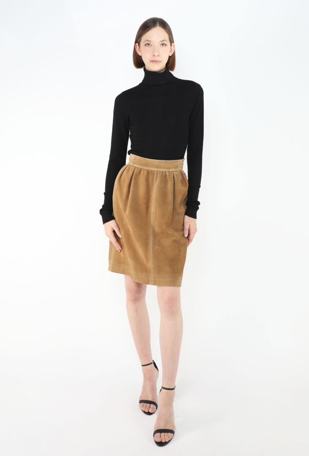 Saint Laurent Vintage Suede Gathered Skirt - 1