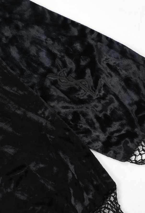 Saint Laurent Tom Ford F/W 2001 Velvet Fringe Scarf - 4