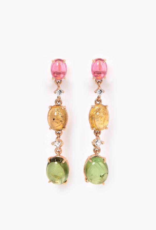 Modern Fine Jewelry 18k Rose Gold, Diamond & Tourmaline Earrings - 1