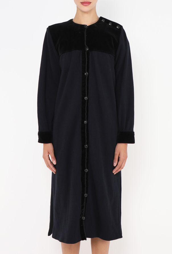 Saint Laurent Late '70s Velvet Trim Dress - 2 Saint Laurent Late '70s Velvet Trim Dress - 2