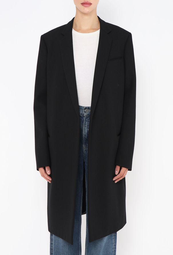 Céline Black Grain de Poudre Crombie Coat - 2 Céline Black Grain de Poudre Crombie Coat - 2