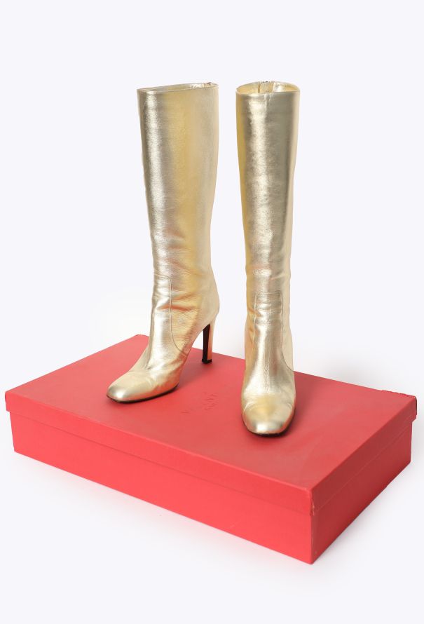 Valentino F/W 2002 Metallic Knee-High Boots - 6