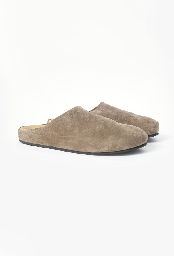 The Row Taupe Suede Hugo Mules - 4