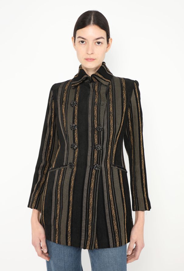 Romeo Gigli Mid '90s Striped Brocade Tweed Jacket - 1