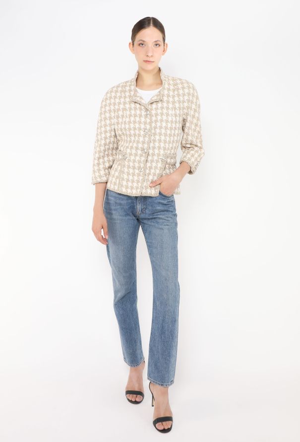 Chanel 2008 Houndstooth Silk Tweed Jacket - 2