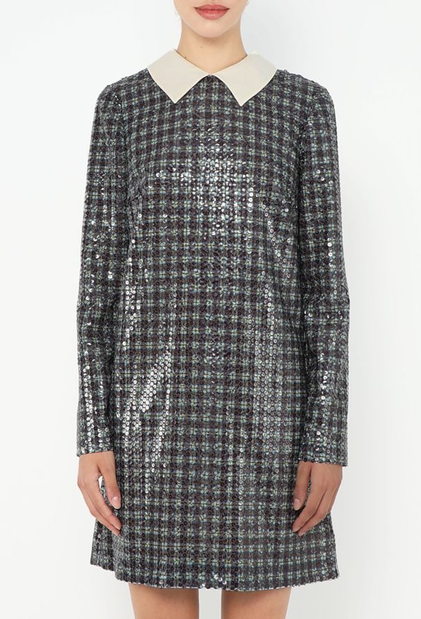 Prada Sequin Plaid Shift Dress - 3