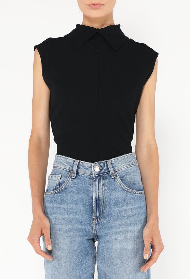 Alaïa S/S 1989 Collared Jersey Bodysuit - 1 Alaïa S/S 1989 Collared Jersey Bodysuit - 1