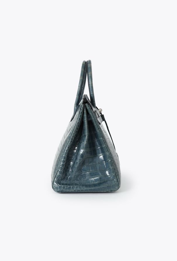 Hermès RARE 2005 Bleu Brighton Porosus Birkin 35 - 5