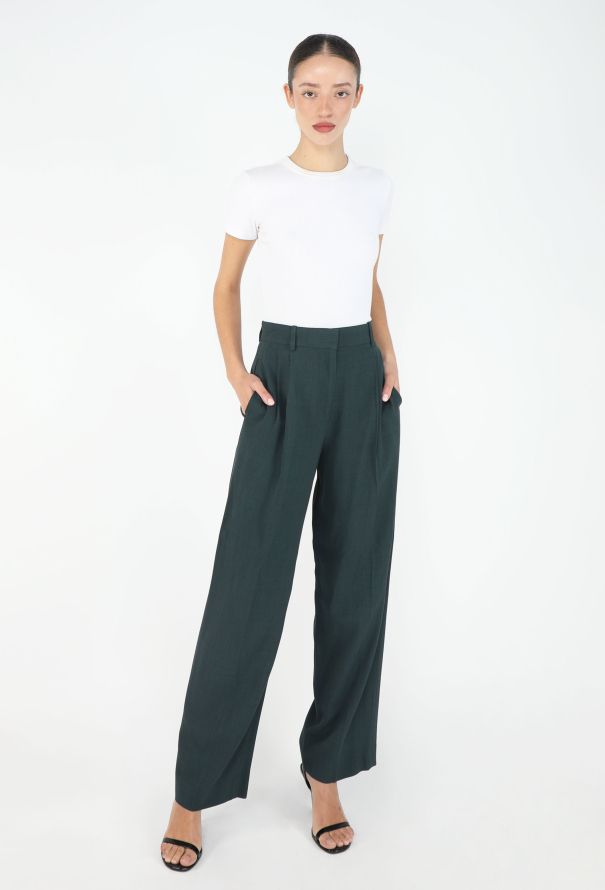 The Row Silas Petrol Pleated Trousers, 2021 - 1
