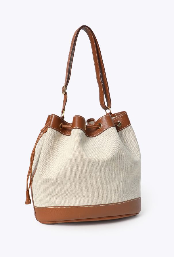 Hermès '90s Toile H & Gold Courchevel Market Bag - 3