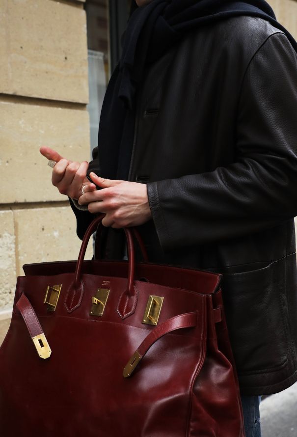 Hermès '80s Rouge H Box Haut à Courroies 50 - 1