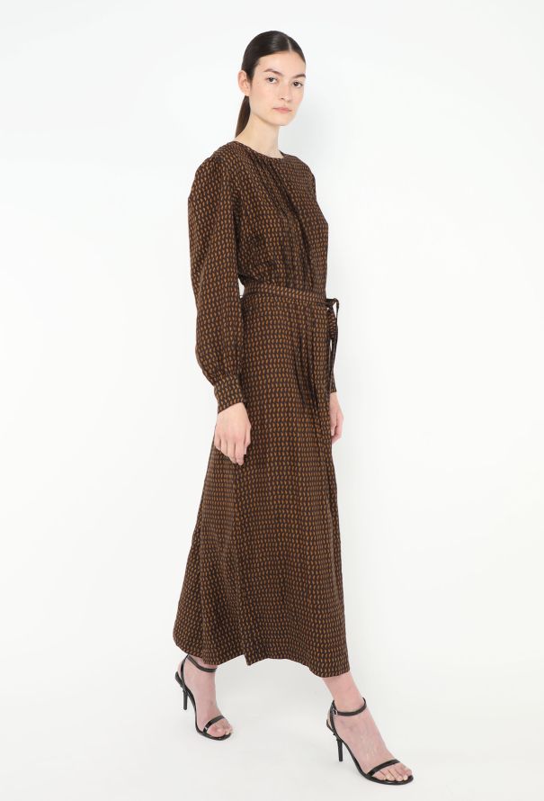 Lanvin Belted Printed Silk Dress - 2 Lanvin Belted Printed Silk Dress - 2