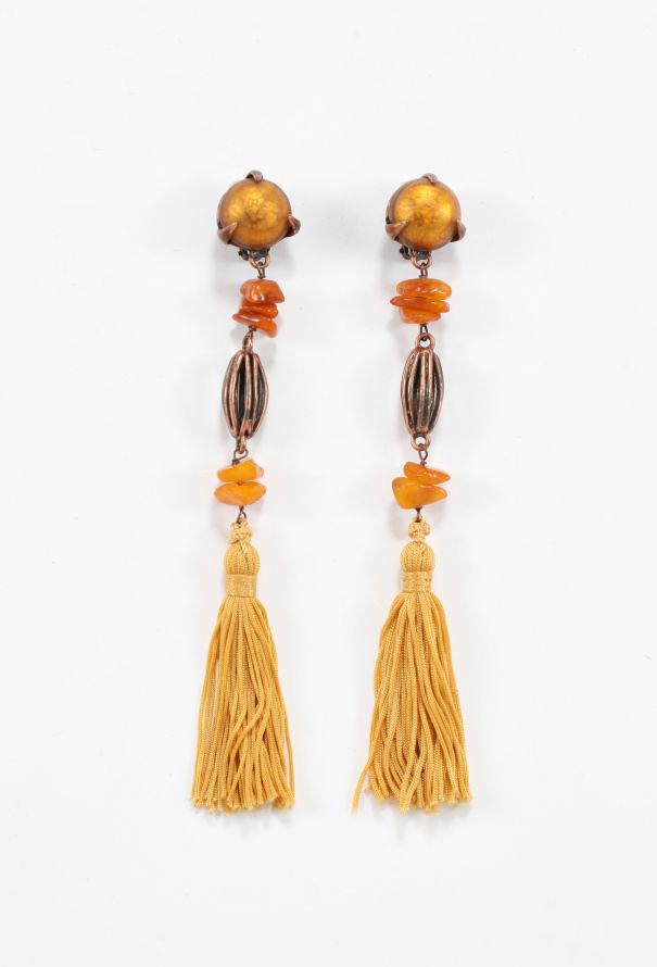 Saint Laurent Vintage Tassel Passementerie Clip Earrings - 1