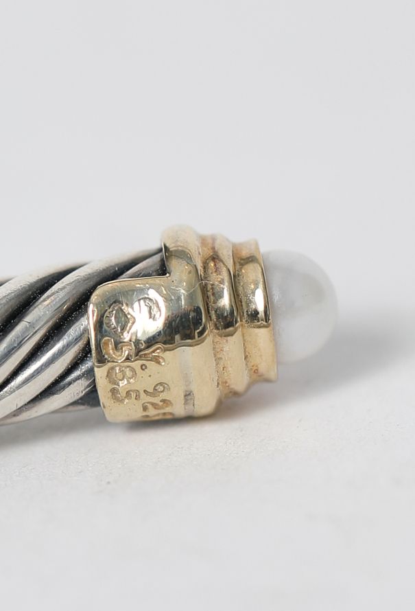David Yurman 14K Yellow Gold & Pearl Classic Cable Sterling Bracelet - 7