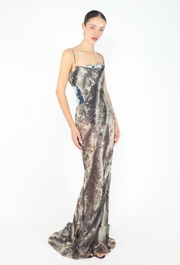 Roberto Cavalli COLLECTOR F/W 2001 Bias Denim Corset Gown - 1