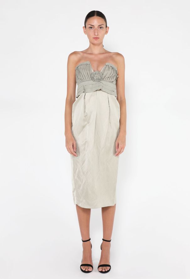 Proenza Schouler Strapless Pleated Rosette Dress, S/S 2006 - 1