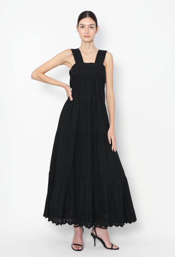 Exquisite Vintage Cotton Eyelet Maxi Dress - 1