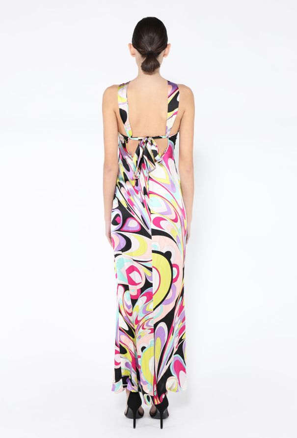 Emilio Pucci 2005 Silk Printed Halter Gown - 4