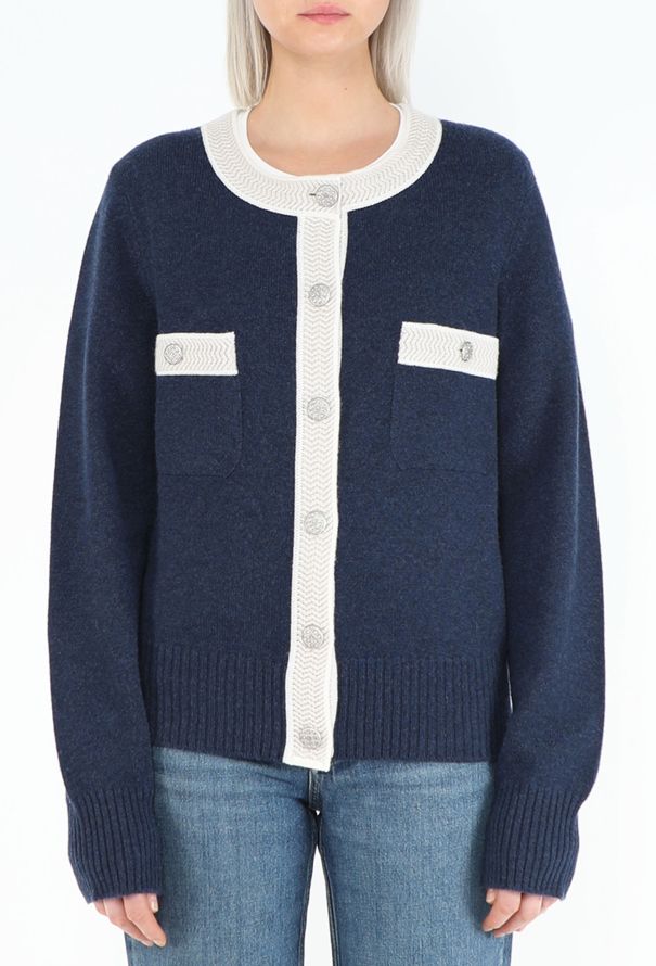 Chanel 2013 Bi-Color Cashmere Knit Cardigan - 1