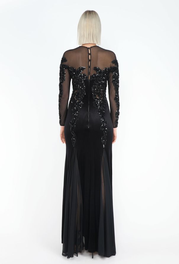 Azzaro STUNNING '70s Embellished Pistile Velvet Gown - 5