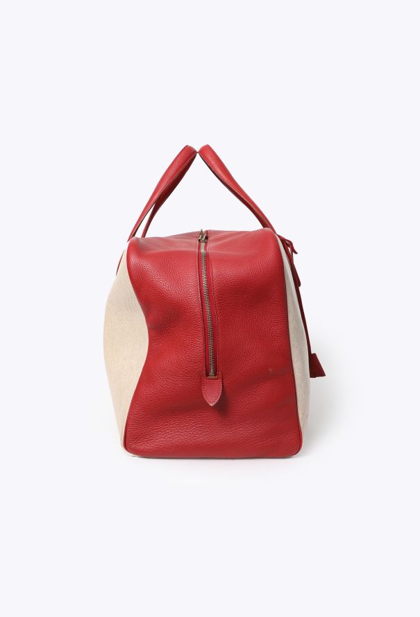 Hermès Vintage Toile H & Taurillon Clémence Victoria 50 - 4