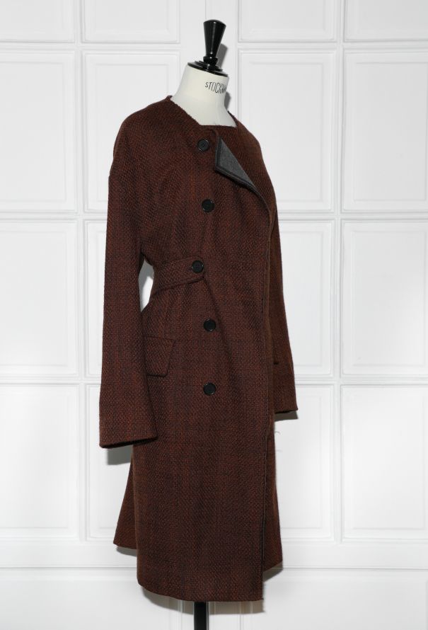 Marni Collarless Tweed Coat - 1