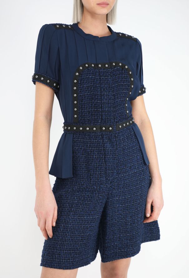 Chanel 2013 Pleated Stud Tweed Romper - 4