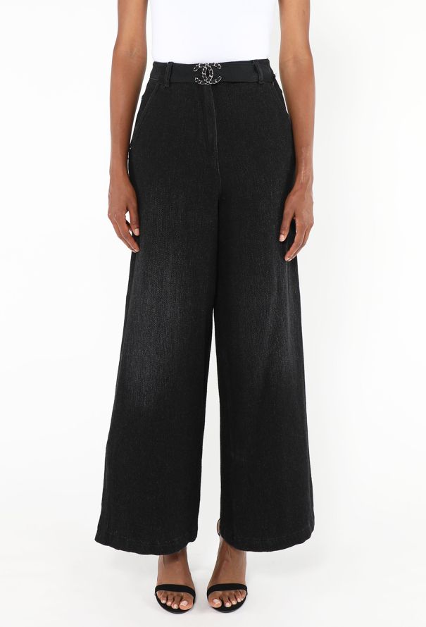Chanel 2019 Wide-Leg Belted Jeans - 3