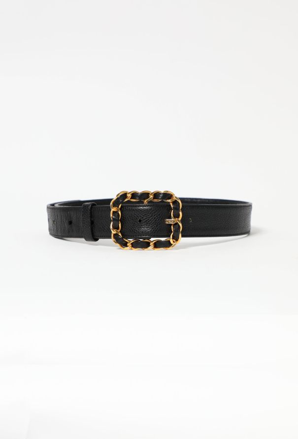 Chanel Vintage Black Calfskin Sliver CC Buckle Belt (75/30)