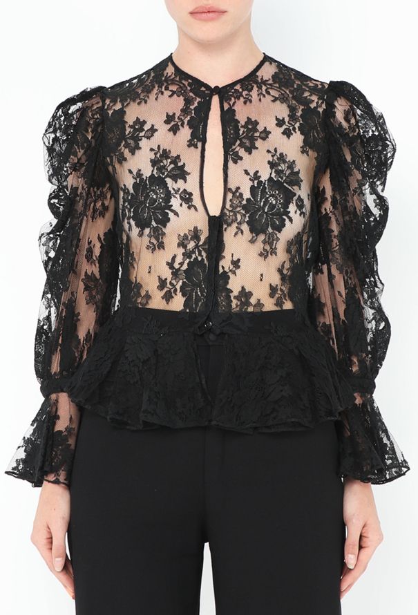 Alexander McQueen Ruffled Lace Peplum Top - 1