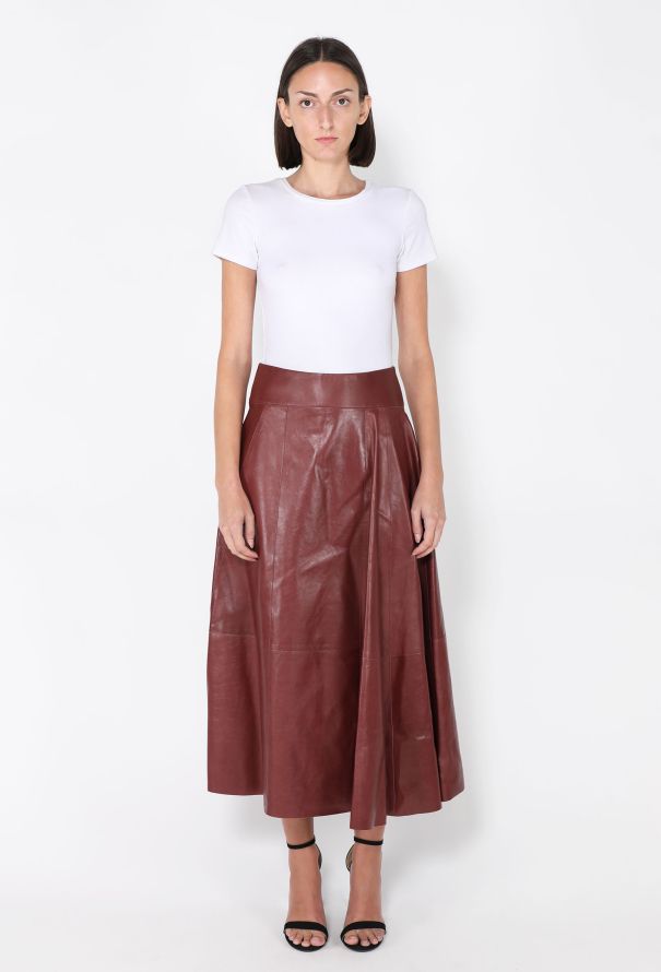 Bottega Veneta Leather A-Line Skirt, 2019 - 2