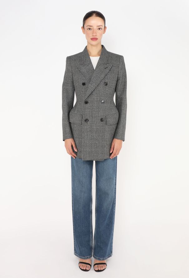 Balenciaga F/W 2018 Checkered Hourglass Blazer - 3