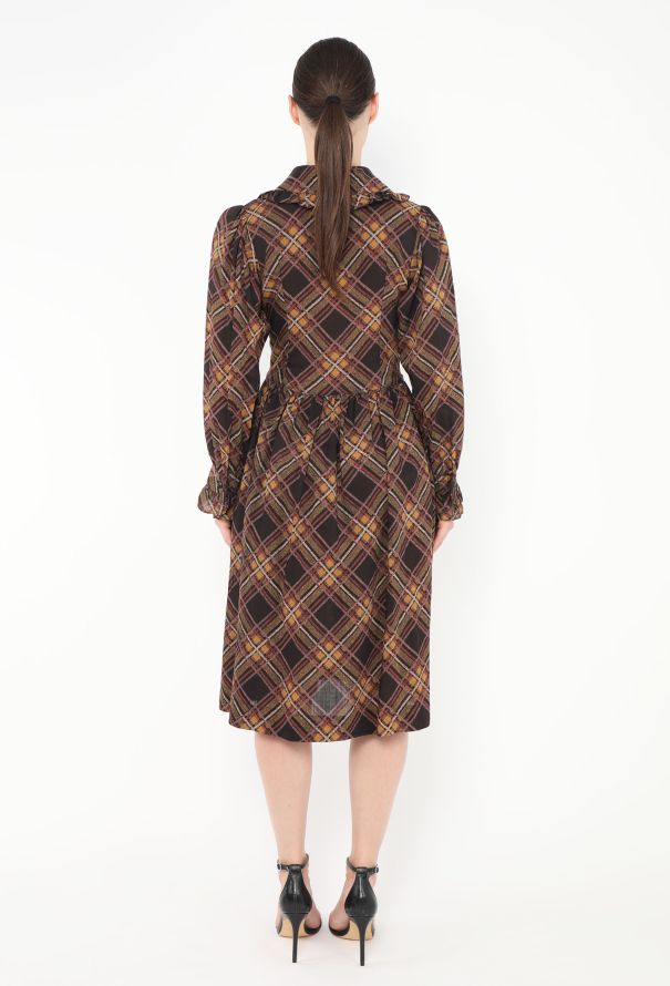 Saint Laurent '70s Plaid Lavallière Smock Dress - 4