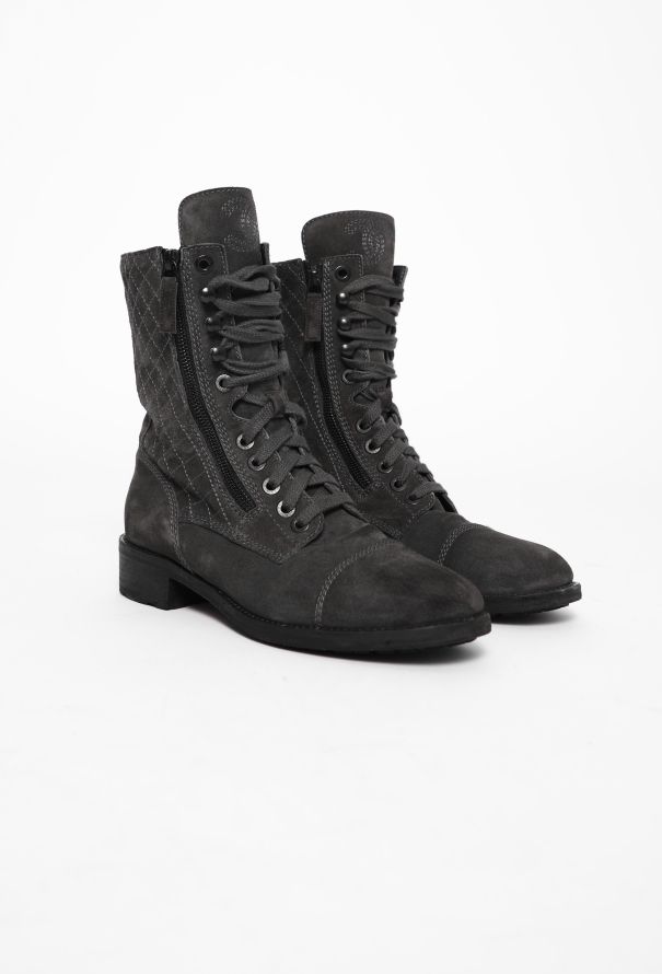 Chanel Suede 'CC' Combat Boots - 3 Chanel Suede 'CC' Combat Boots - 3