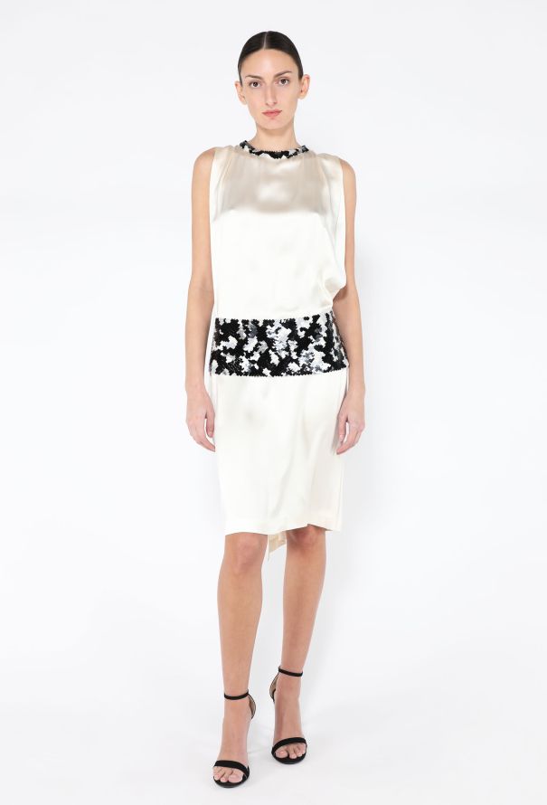 Chanel F/W 2002 Sequin Belted Silk Dress - 3