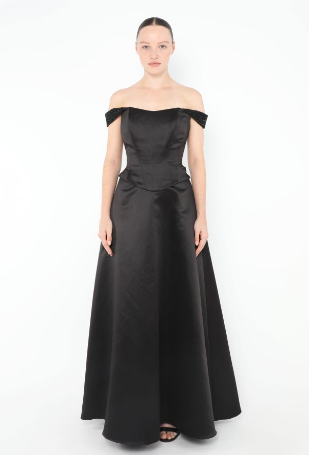 Saint Laurent STUNNING Off-Shoulder Charmeuse Gown - 3