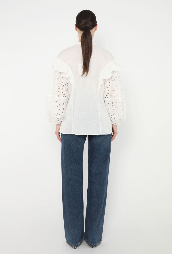 Chloé Pre-Fall 2022 Linen Eyelet Blouse - 5 Chloé Pre-Fall 2022 Linen Eyelet Blouse - 5