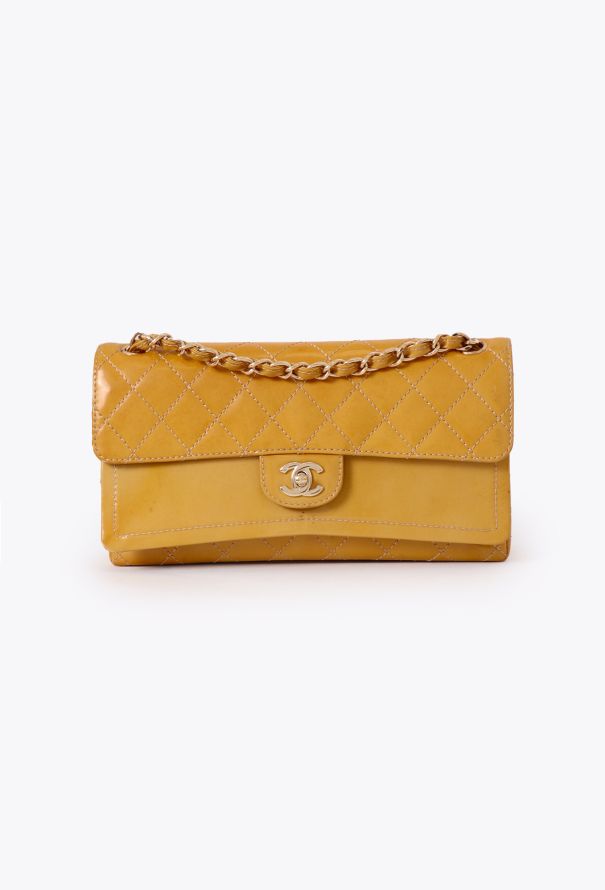 Chanel Yellow Patent Double Flap Bag - 1
