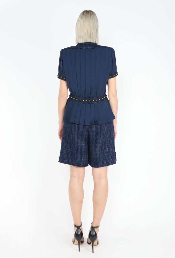 Chanel 2013 Pleated Stud Tweed Romper - 5