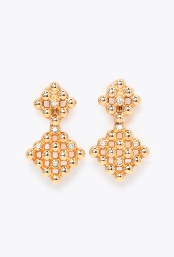 Dior Vintage Embellished Studded Clip Earrings - 1