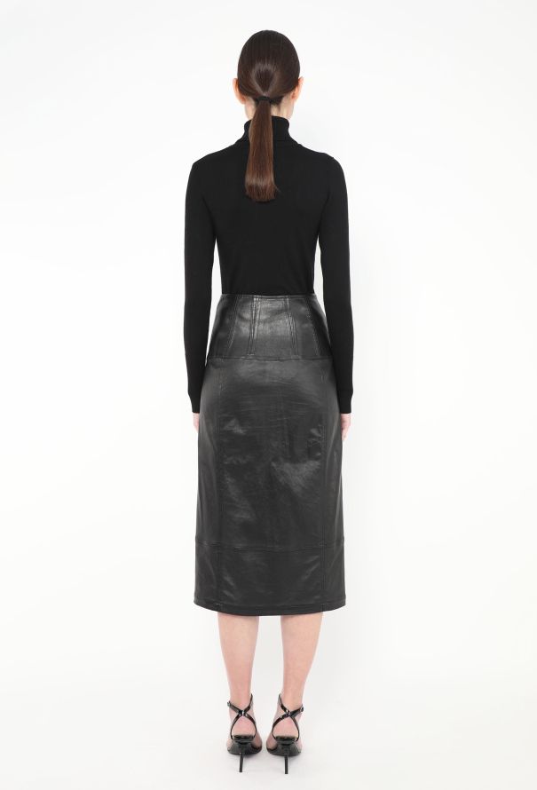 Céline Lambskin Buttoned Skirt - 4